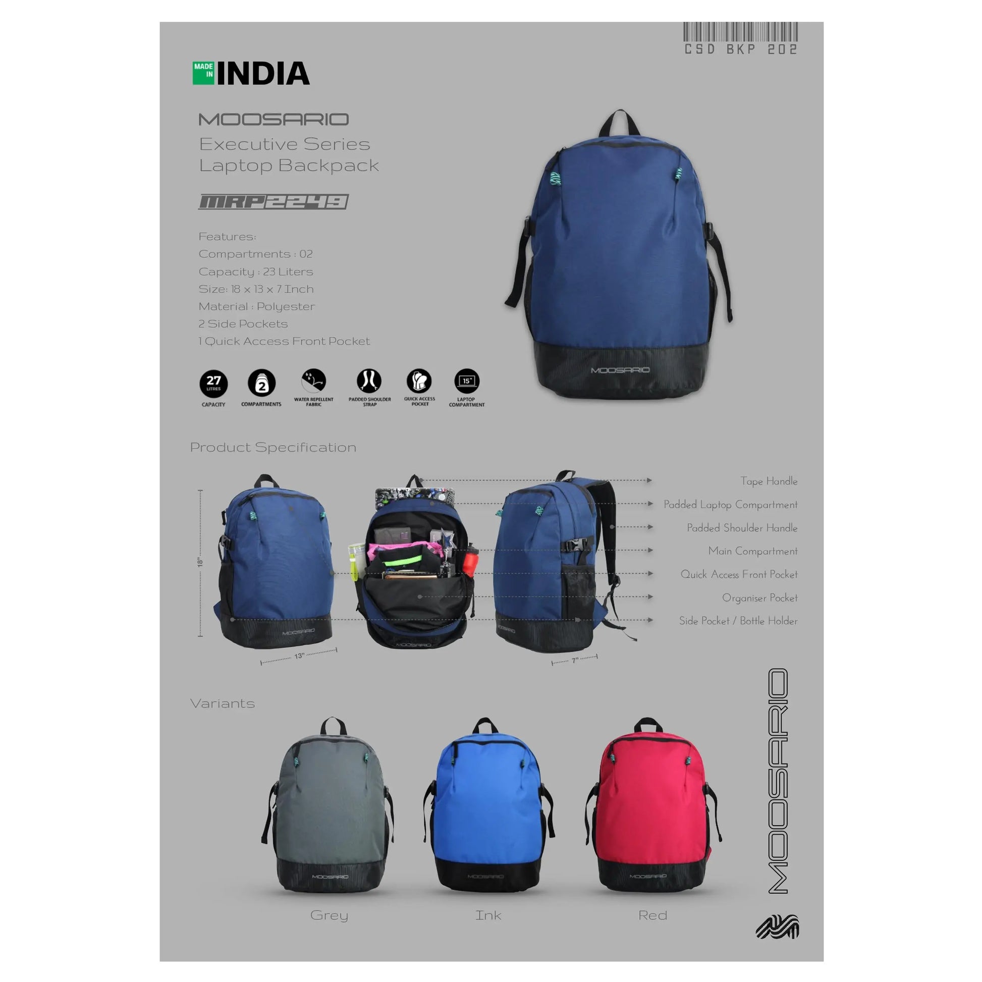 MOOSARIO BAGS - LAPTOP BAGS  - BKP 202 MARSH Corporate gifts