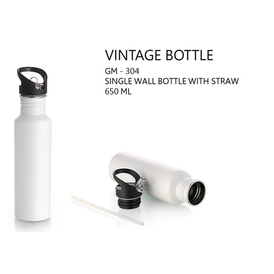 Vintage Single Wall bottle with straw - 650ml - GM-304 MARSH Corporate gifts