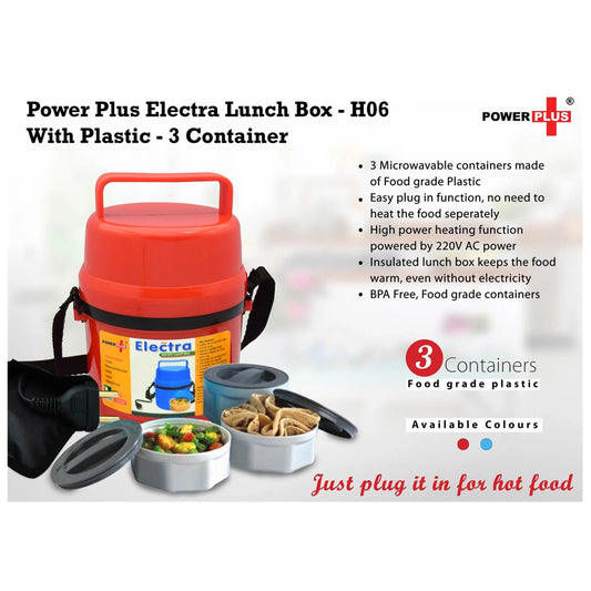 Power Plus Electra Lunch Box Plastic- 3 Container  - H 06 MARSH Corporate gifts