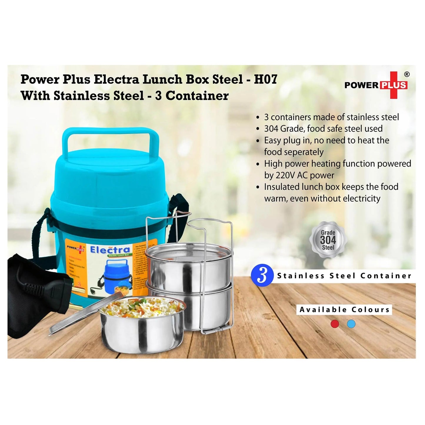 Power Plus Electra Lunch Box Steel | 3 Container  - H 07 MARSH Corporate gifts
