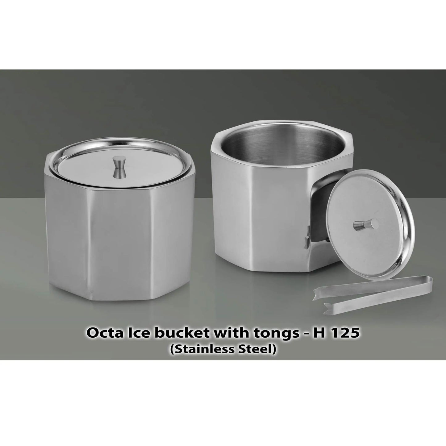 Octa SS Ice bucket with tongs - H 125 MARSH Corporate gifts