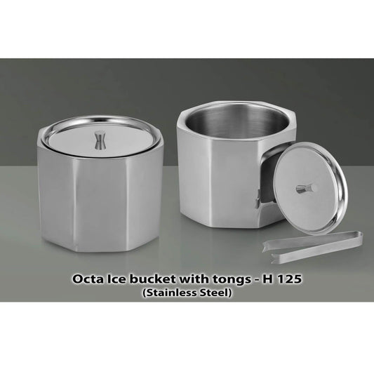 Octa SS Ice bucket with tongs - H 125 MARSH Corporate gifts
