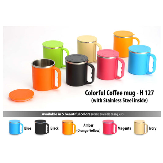 Colorful Steel coffee mug (with box) -  H 127 MARSH Corporate gifts