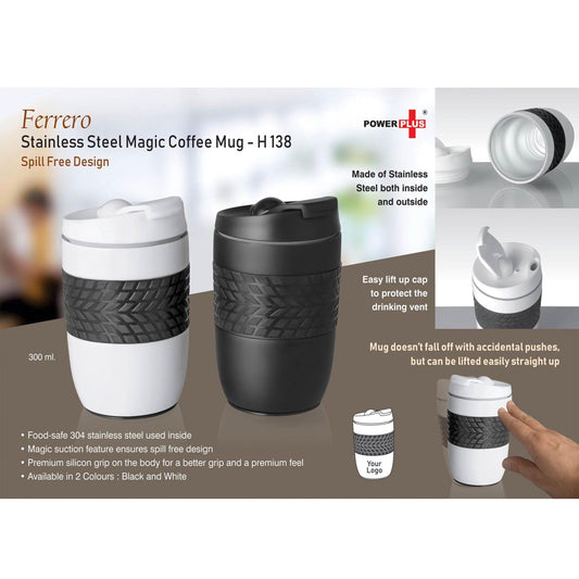 Ferrero Stainless Steel Magic Coffee Mug (300 ml approx) (Spill free design)  - H 138 MARSH Corporate gifts