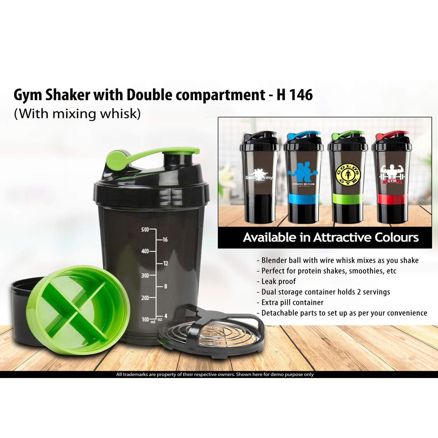 Spider shaker with Double compartment and mixing whisk - H 146 MARSH Corporate gifts