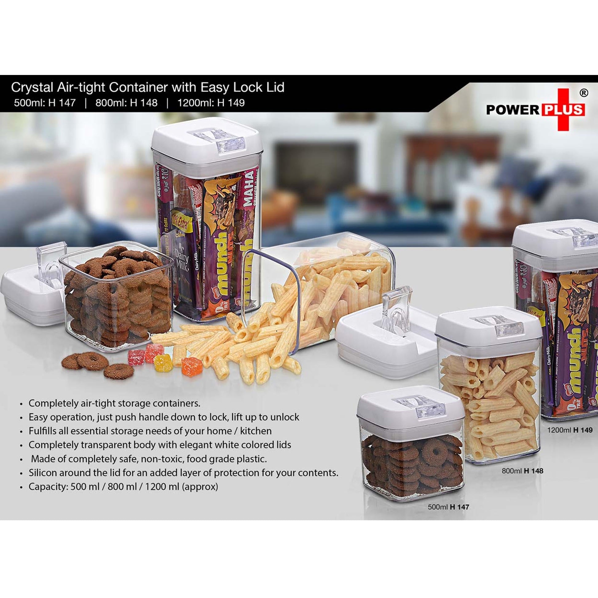 Crystal Air-tight Container with Easy Lock Lid (800 ml) by Power Plus - H 148 MARSH Corporate gifts