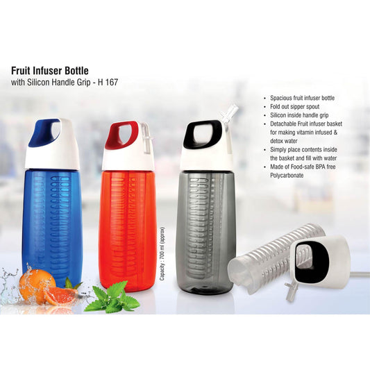 Fruit infuser bottle with silicon handle grip (700ml approx) | BPA free - H 167 MARSH Stationery