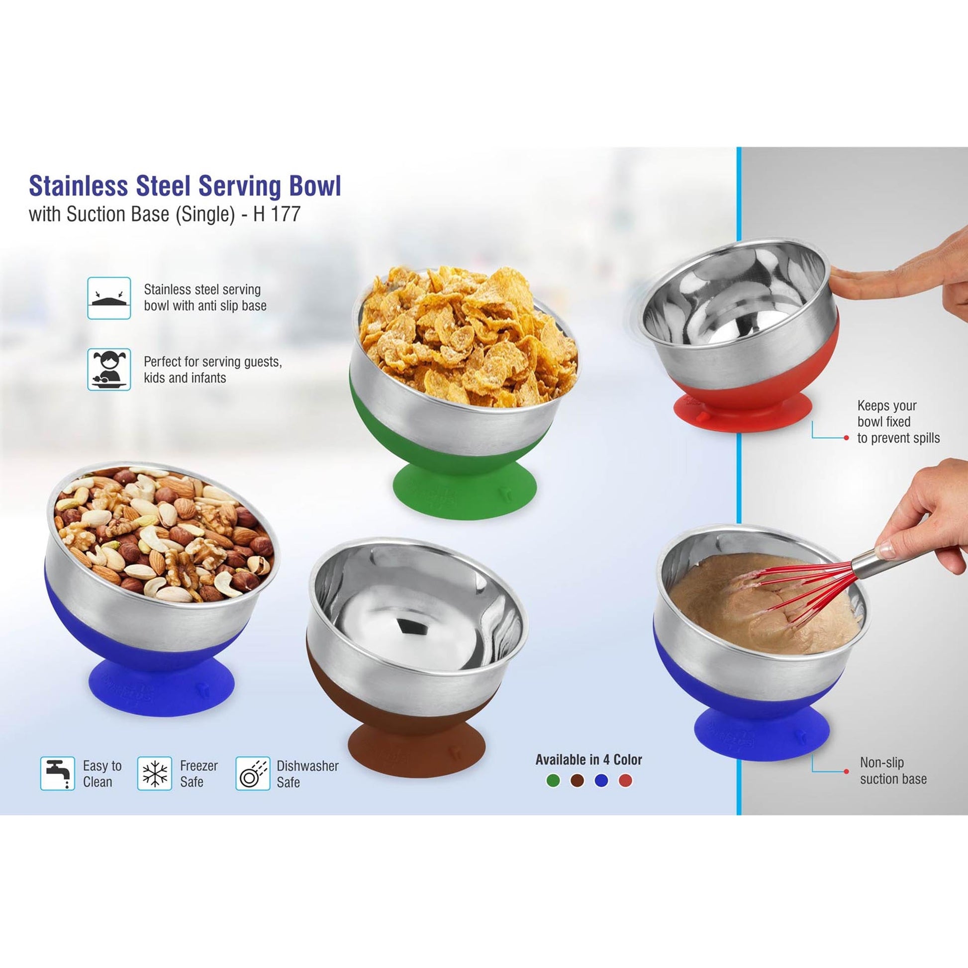 Stainless steel Serving bowl with suction base - H 177 MARSH Stationery