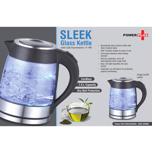 Sleek Glass kettle with LED illumination (1.8 L) -  H 195 MARSH Stationery