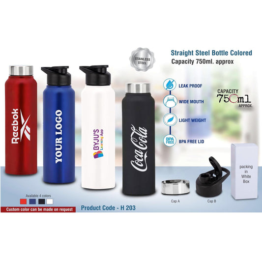 Straight steel bottle Colored | Capacity 750ml approx  -  H 203 MARSH Stationery