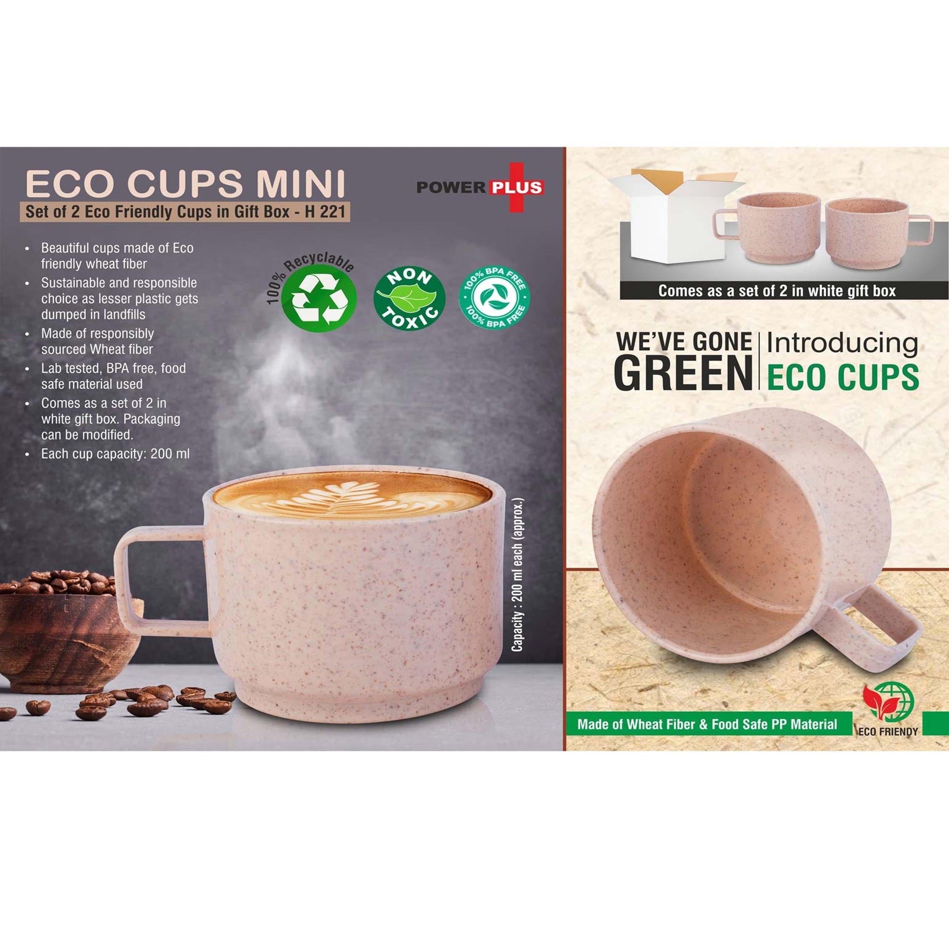 Eco cups mini: Set of 2 eco friendly cups in gift box -  H 221 MARSH Stationery