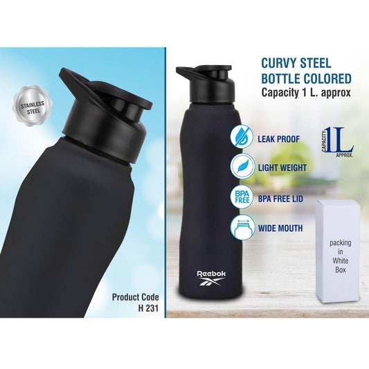 Curvy steel bottle Colored | Capacity 1L approx  -  H 231 MARSH Stationery