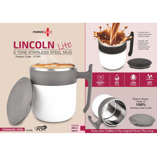 Lincoln : 2 Tone Stainless steel Mug with Lid | Leak proof | BPA Free | Capacity 300 ml approx -  H 249 MARSH Stationery