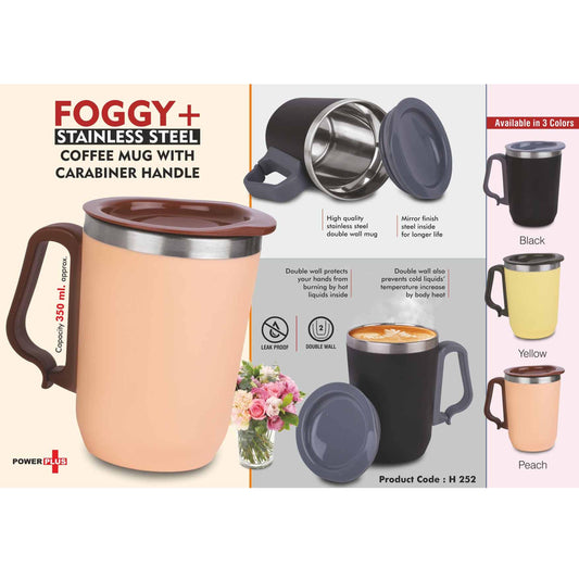 Foggy+ Stainless Steel coffee mug with Carabiner Handle | Leakproof Cap | Capacity 350ml approx -  H 252 MARSH Stationery