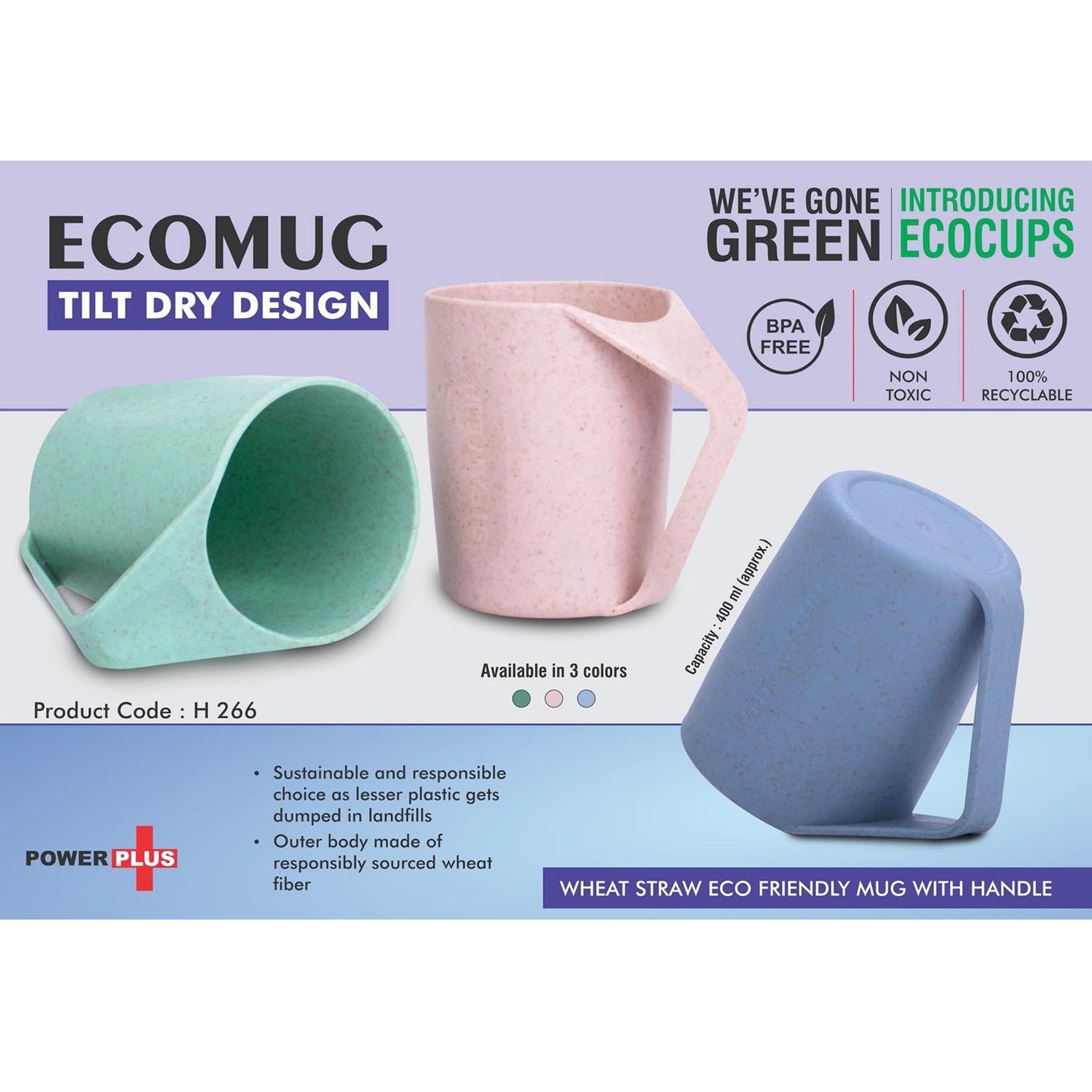 EcoMug : Wheat Straw Eco Friendly Mug with Handle | Tilt Dry Design -  H 266 MARSH Stationery