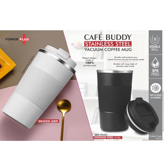 Cafe Buddy: Stainless Steel Vacuum coffee mug with Silicon Grip | Premium Flip top locking cap | Capacity 510ml approx -  H 274 MARSH Stationery