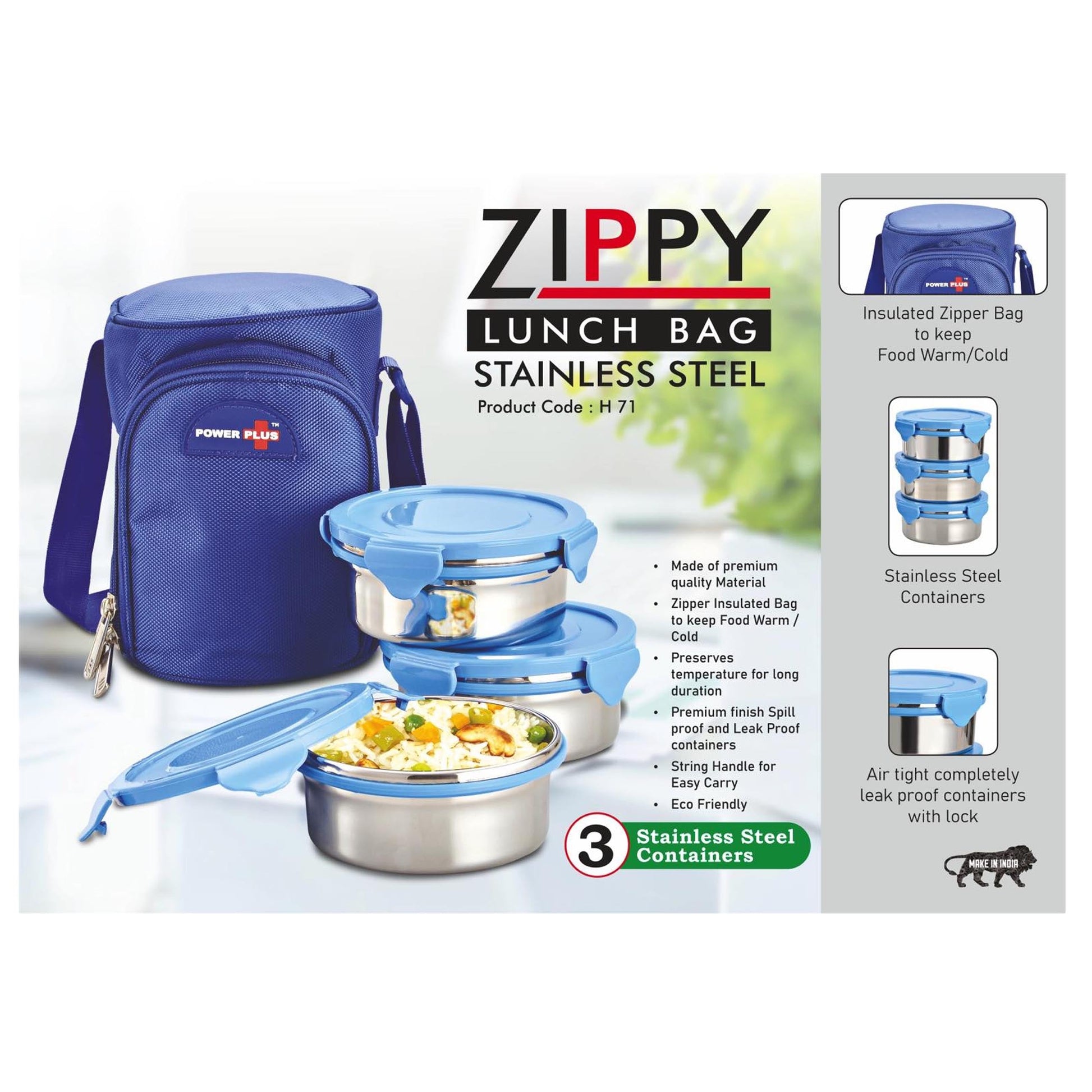 Zippy Lunch box bag- 3 containers (steel)  - H 71 MARSH Corporate gifts