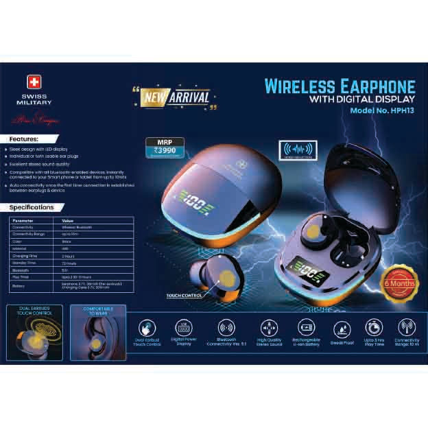 SWISS MILITARY- WIRELESS EARPHONE - HPH13 MARSH Corporate gifts