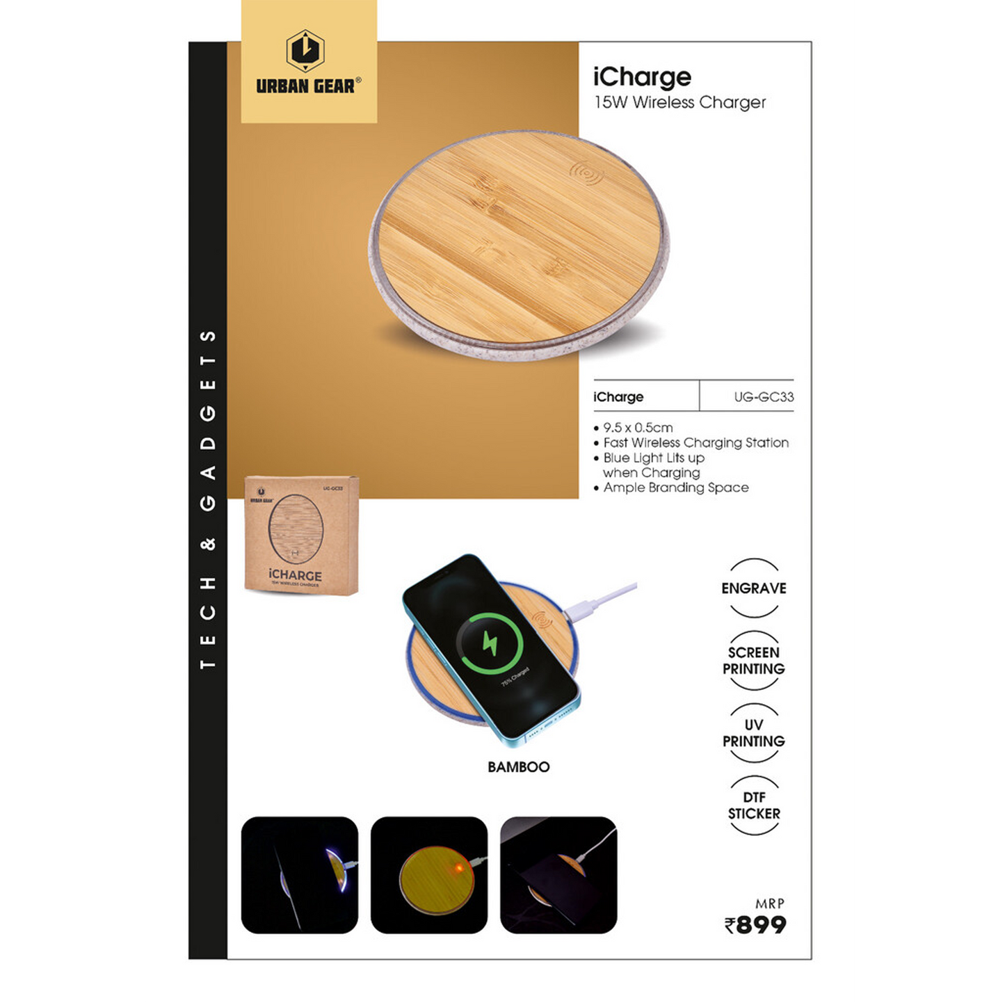 URBAN GEAR - iCharge - 15W Wireless Charger  - UG-GC33 MARSH Corporate gifts