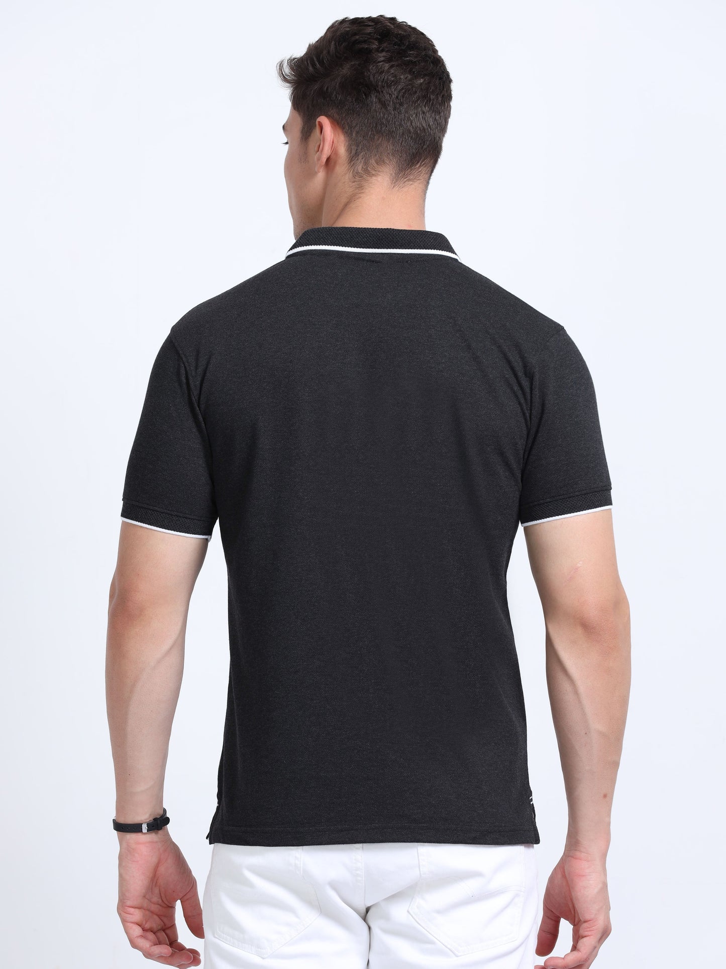 EcoBlend Polo Tshirts - Charcoal with White Tipping MARSH