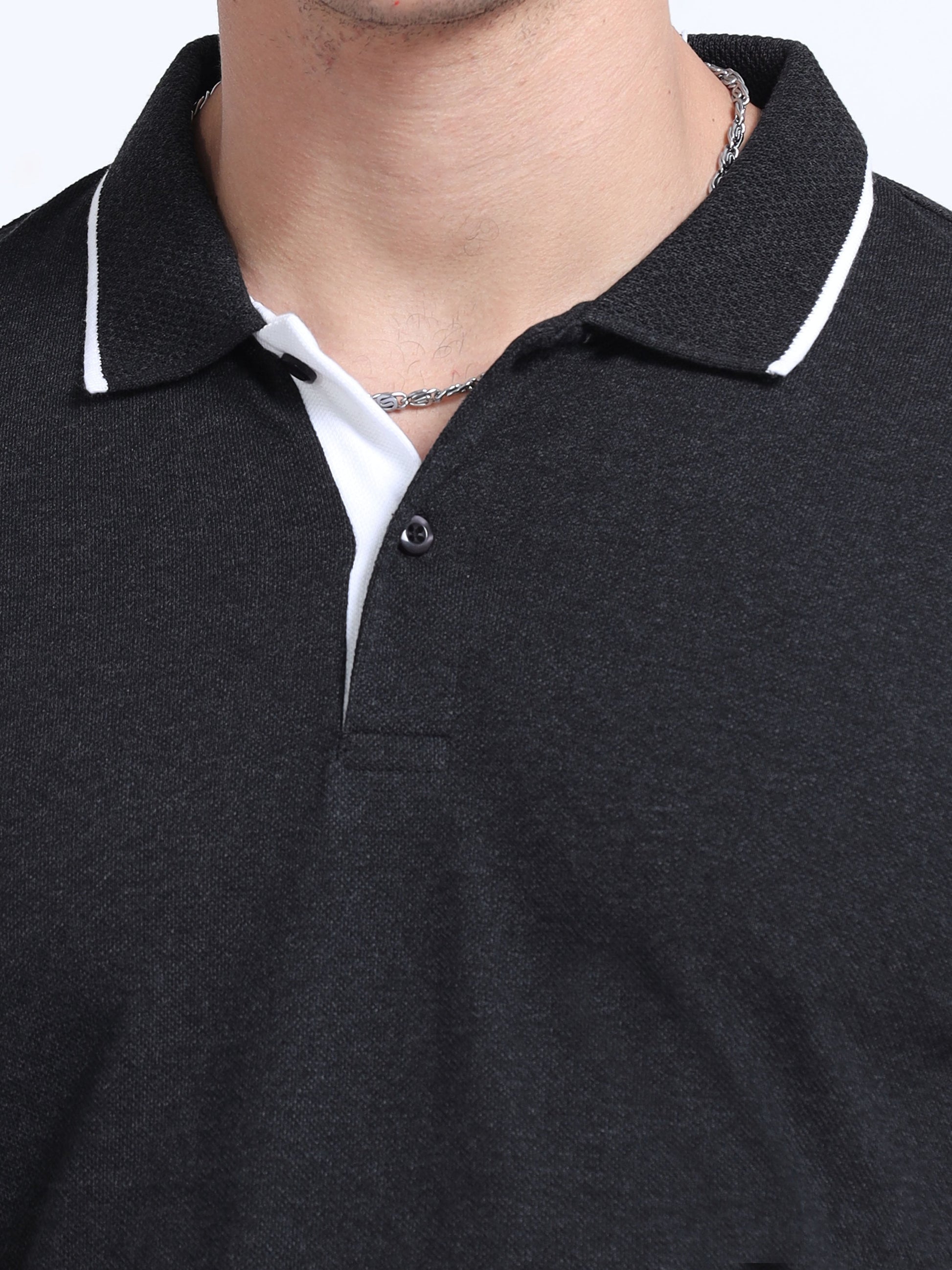 EcoBlend Polo Tshirts - Charcoal with White Tipping MARSH