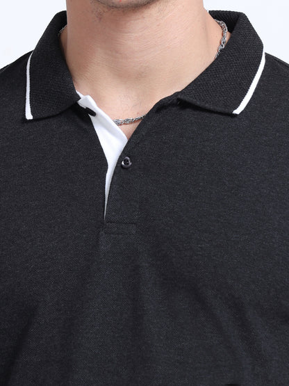 EcoBlend Polo Tshirts - Charcoal with White Tipping MARSH
