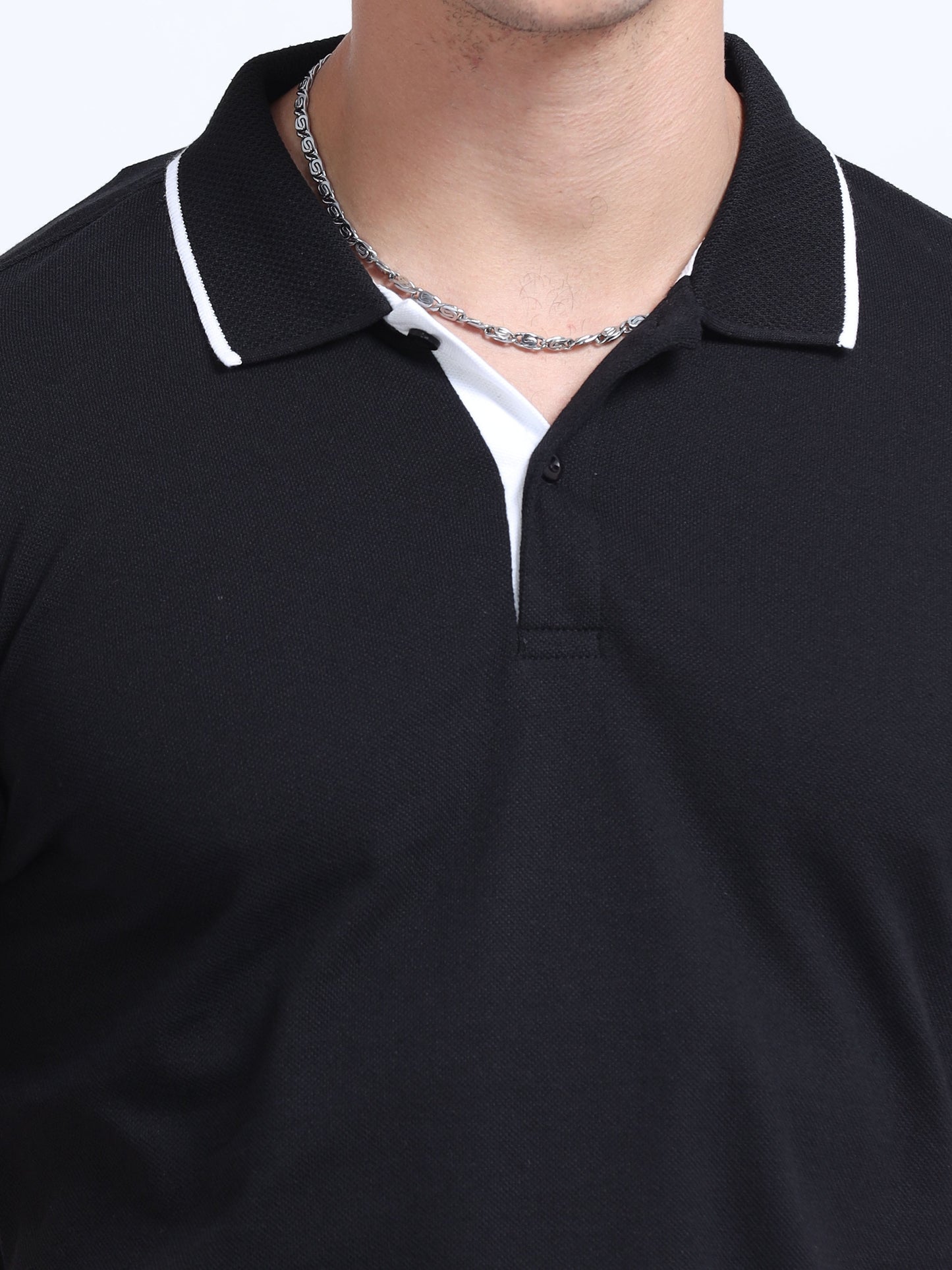 EcoBlend Polo Tshirts - Black with White Tipping MARSH