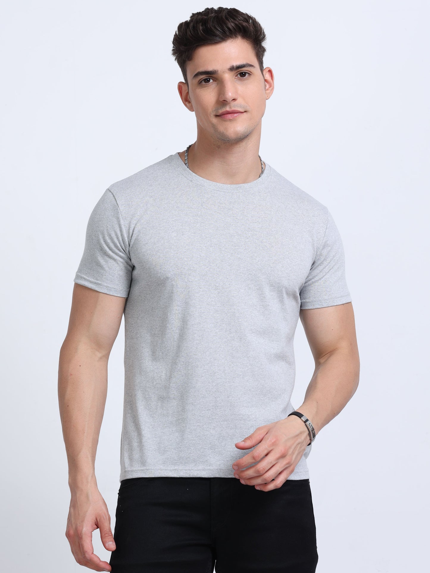 EcoBlend Round Neck Tshirts - Grey Melange MARSH