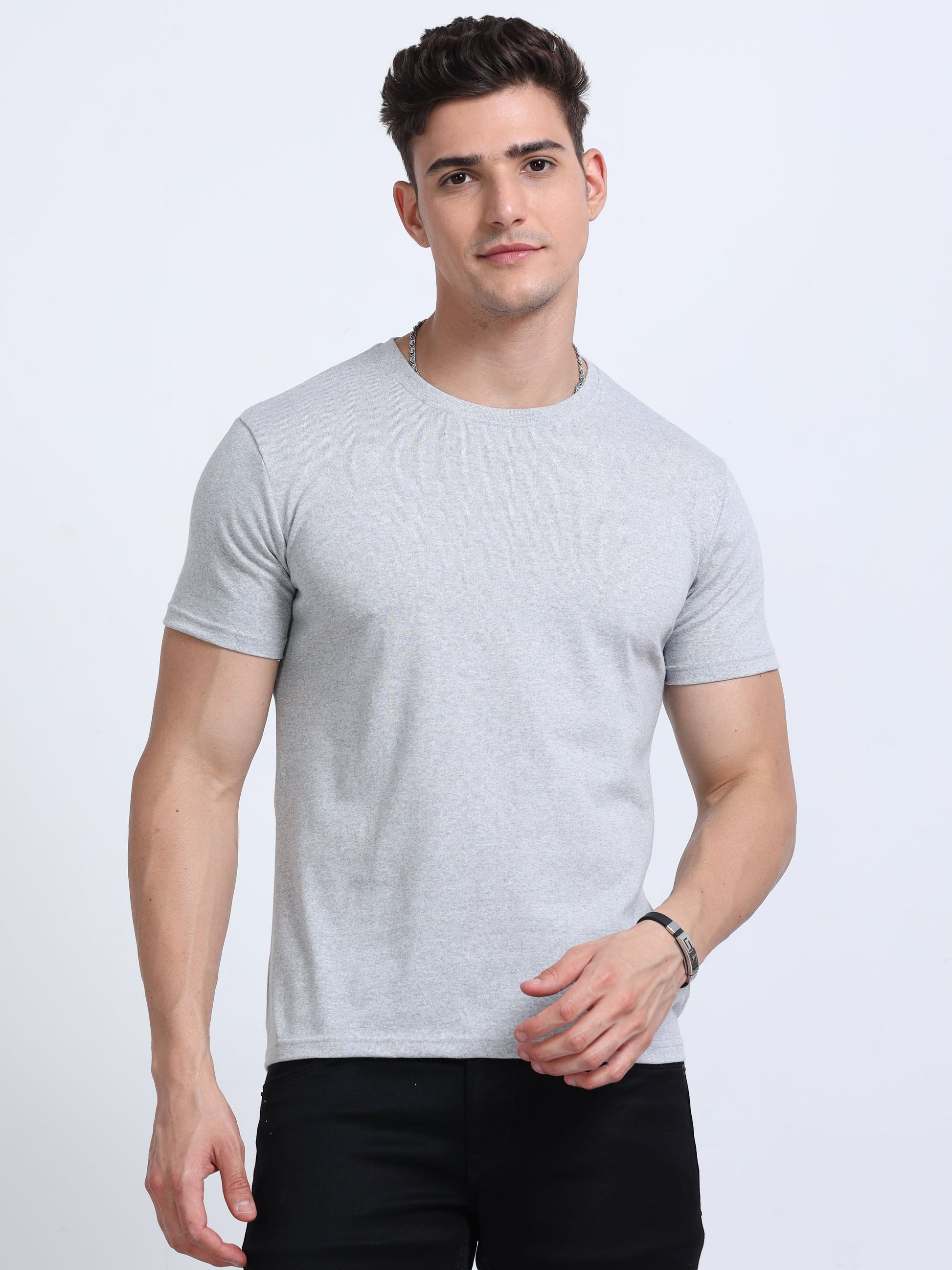 EcoBlend Round Neck Tshirts - Grey Melange MARSH