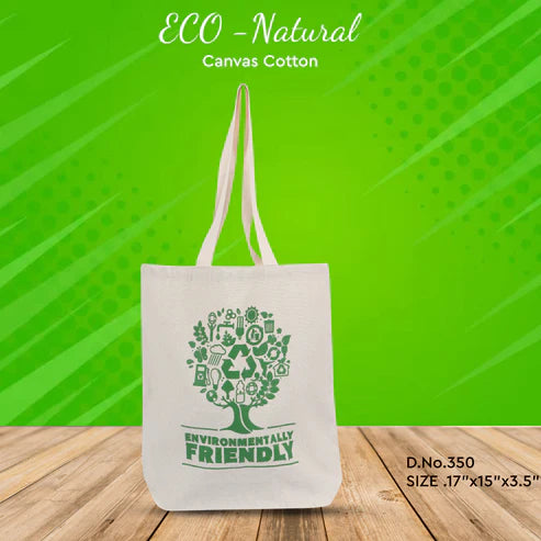 Eco Natural Canvas Cotton Bag - 17" x 15" x 3.5" - 225 GSM