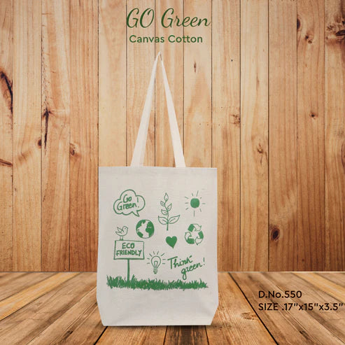 GO Green Canvas Cotton - 17" x 15" x 3.5" - 350 GSM