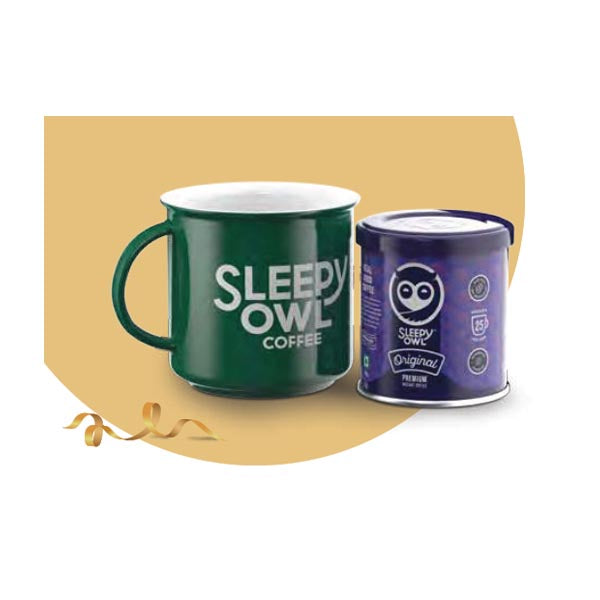 SLEEPY OWL COFFEE  - Instant Coffee & Mug Bundle MARSH Corporate gifts