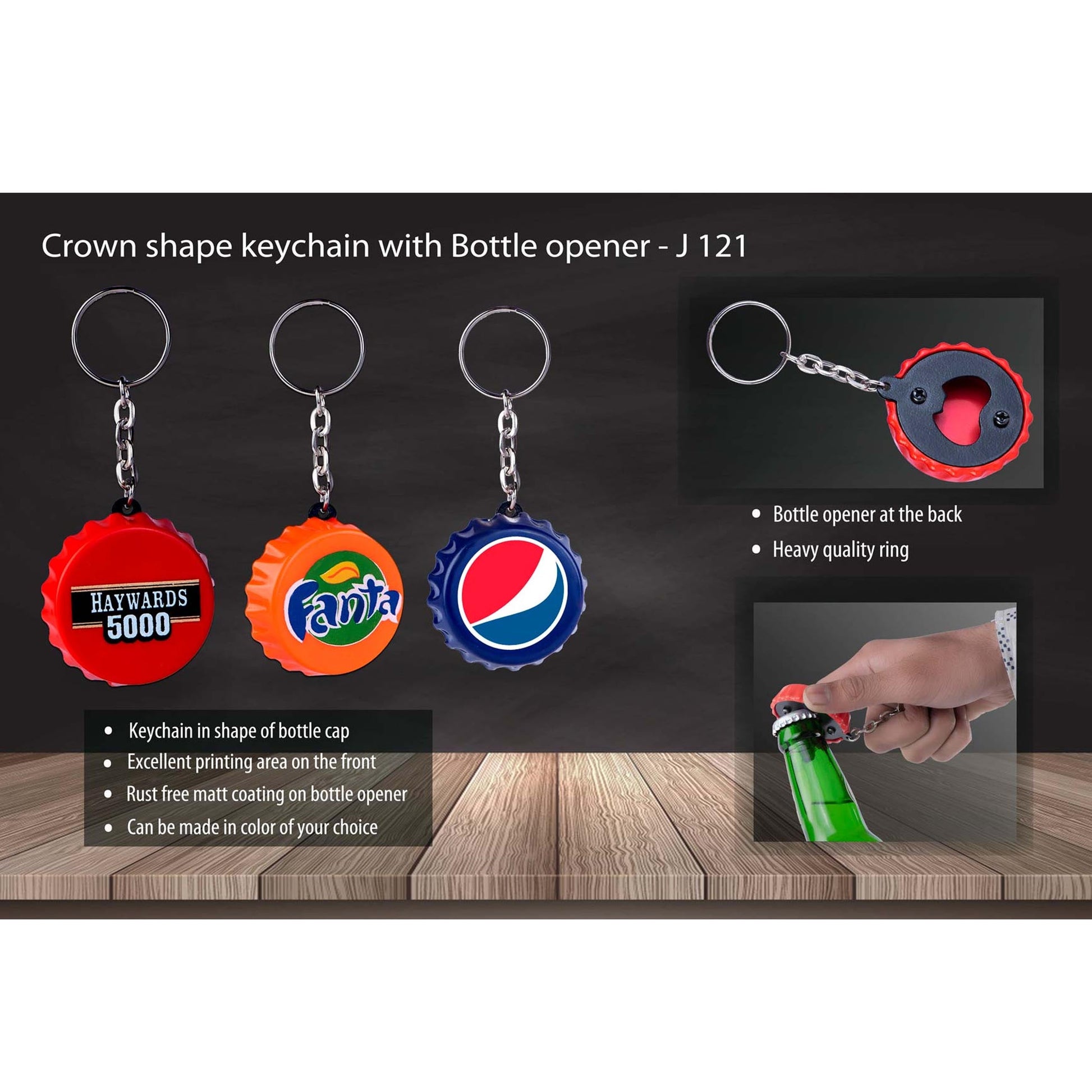 Crown shape keychain with Bottle opener  - J 121 MARSH Corporate gifts