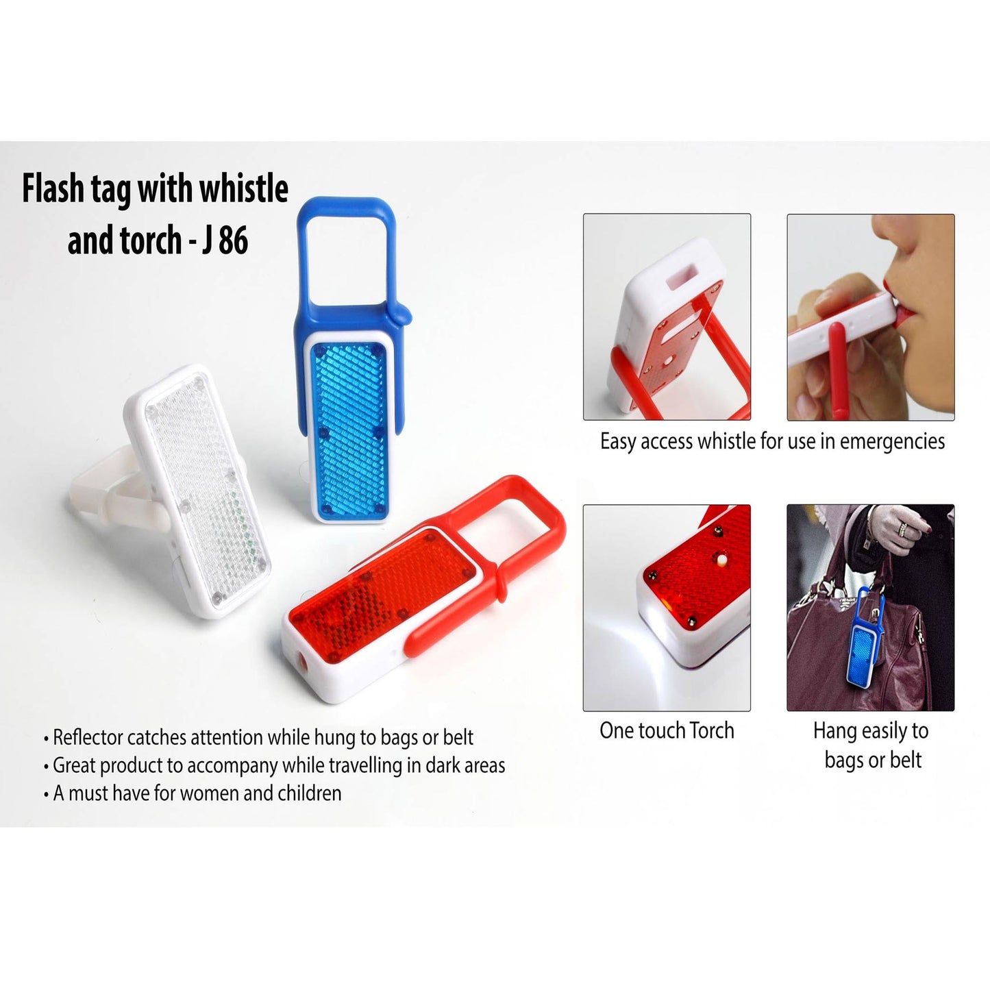 Flash tag with whistle and torch (with reflector)  - J 86 MARSH Corporate gifts