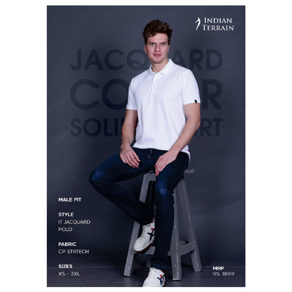 Indian Terrain Jacquard Collar Polo T-shirt