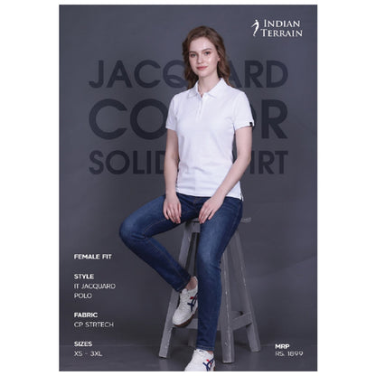 Indian Terrain Jacquard Collar Polo T-shirt – Women