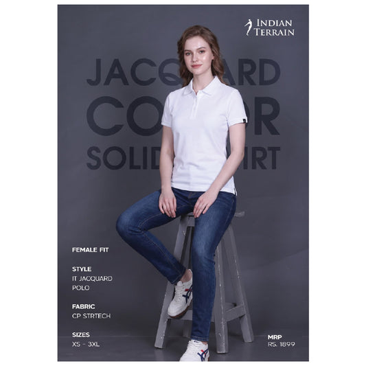 Indian Terrain Jacquard Collar Polo T-shirt – Women