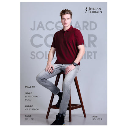 Indian Terrain Jacquard Collar Polo T-shirt