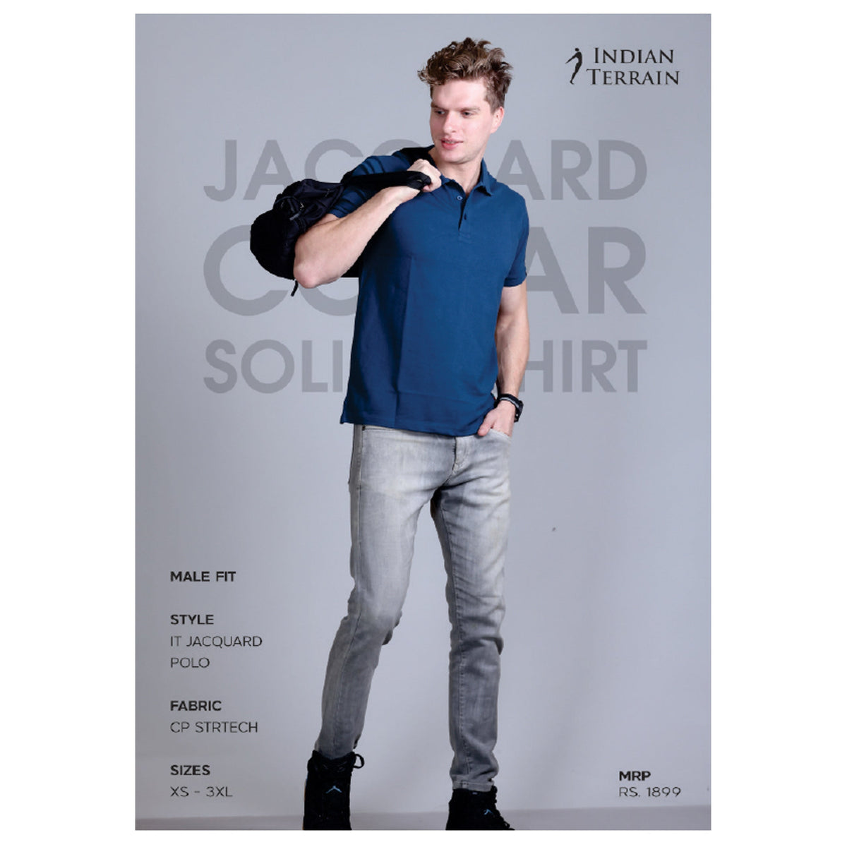 Indian Terrain Jacquard Collar Polo T-shirt