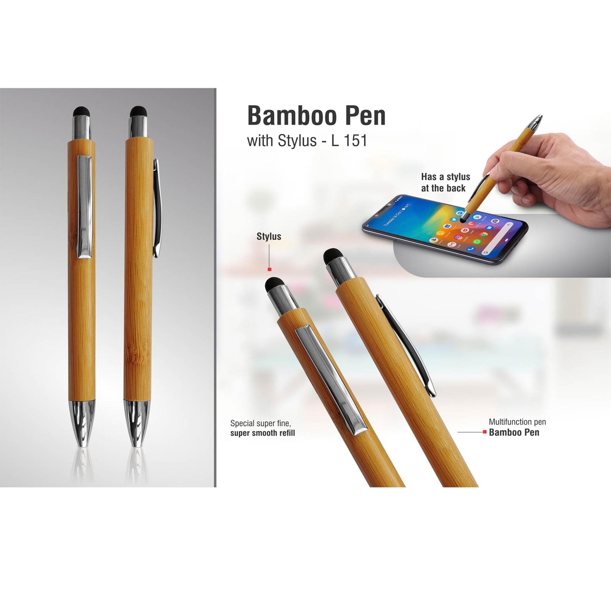 Bamboo Pen with Stylus - L 151 MARSH Corporate gifts