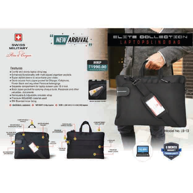 SWISS MILITARY -LAPTOP BAG - LB13 MARSH Corporate gifts