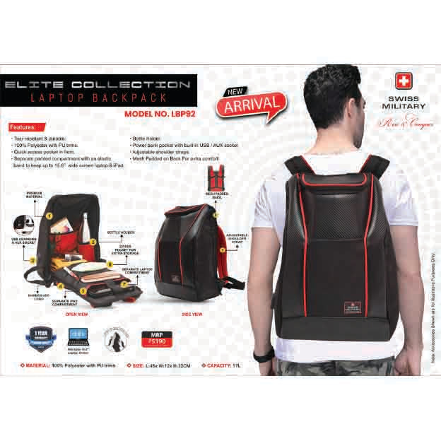 SWISS MILITARY - LAPTOP BACKPACK BAG - LBP92 MARSH Corporate gifts