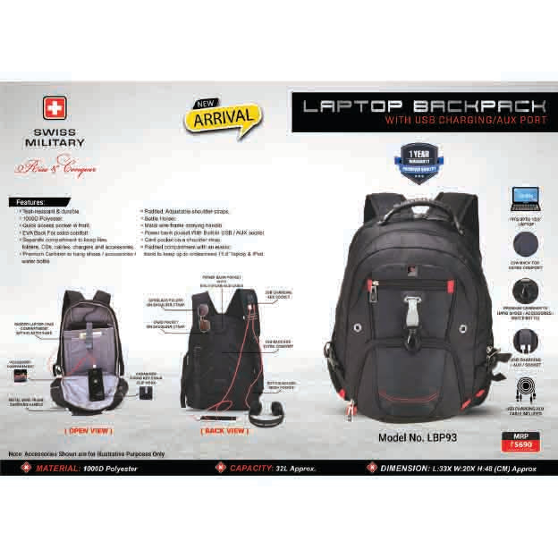 SWISS MILITARY - LAPTOP BACKPACK BAG - LBP93 MARSH Corporate gifts