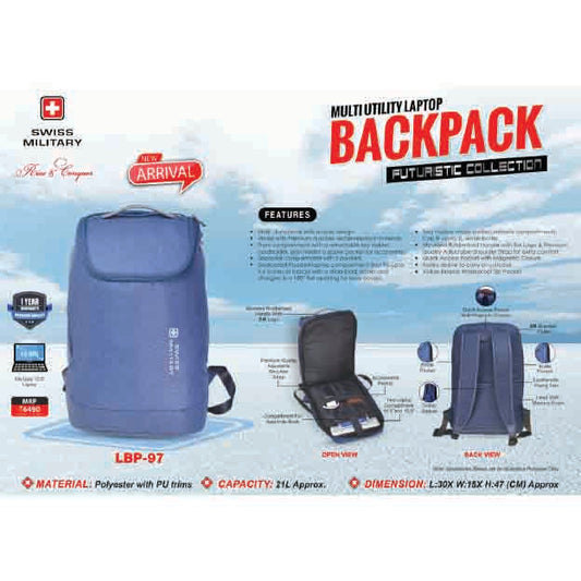 SWISS MILITARY - LAPTOP BACKPACK BAG - LBP97 MARSH Corporate gifts