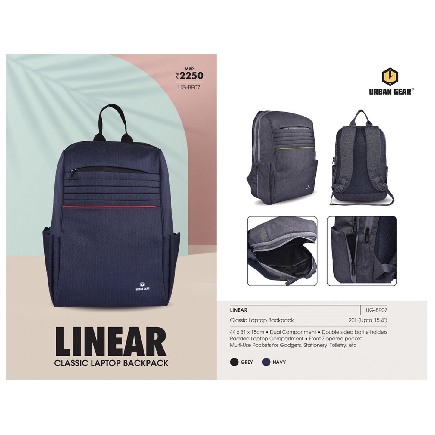 URBAN GEAR -  LINEAR - Classic Backpack -  UG-BP07 MARSH Corporate gifts