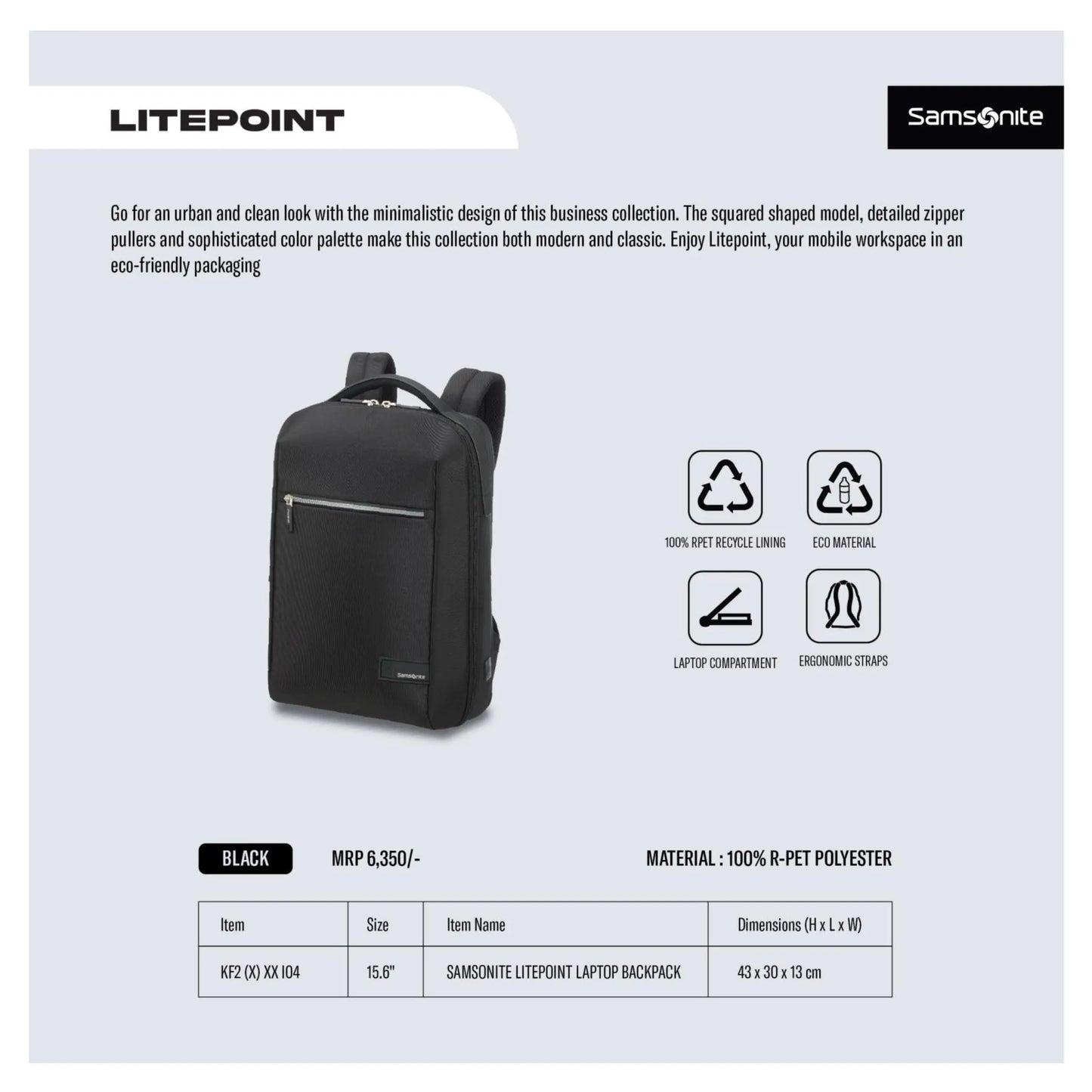 SAMSONITE - LITEPOINT BAGPACK MARSH Corporate gifts