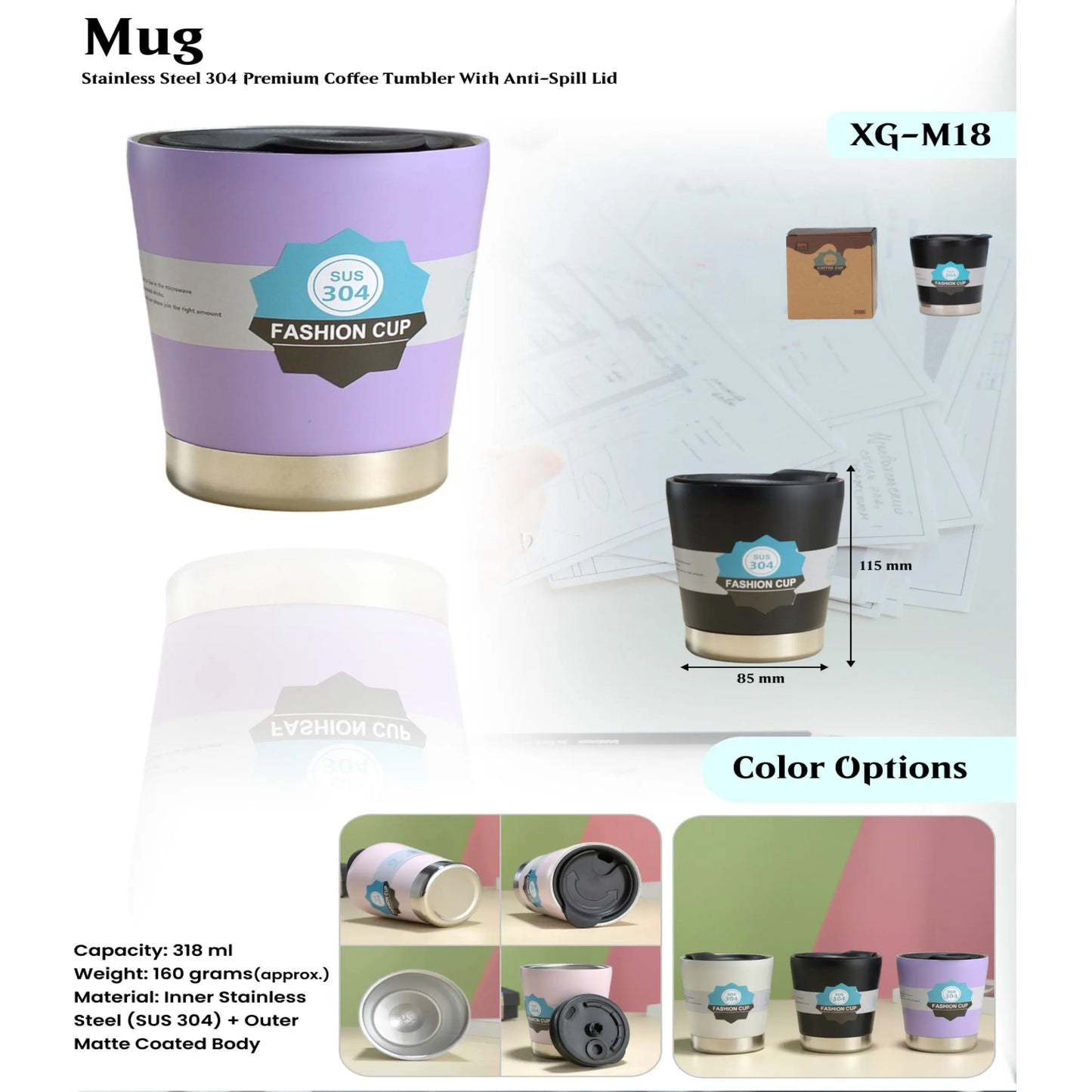 Inner Stainless steel (SUS 304)+Outer Matte Coated Body Mug XG - M18 MARSH Corporate gifts