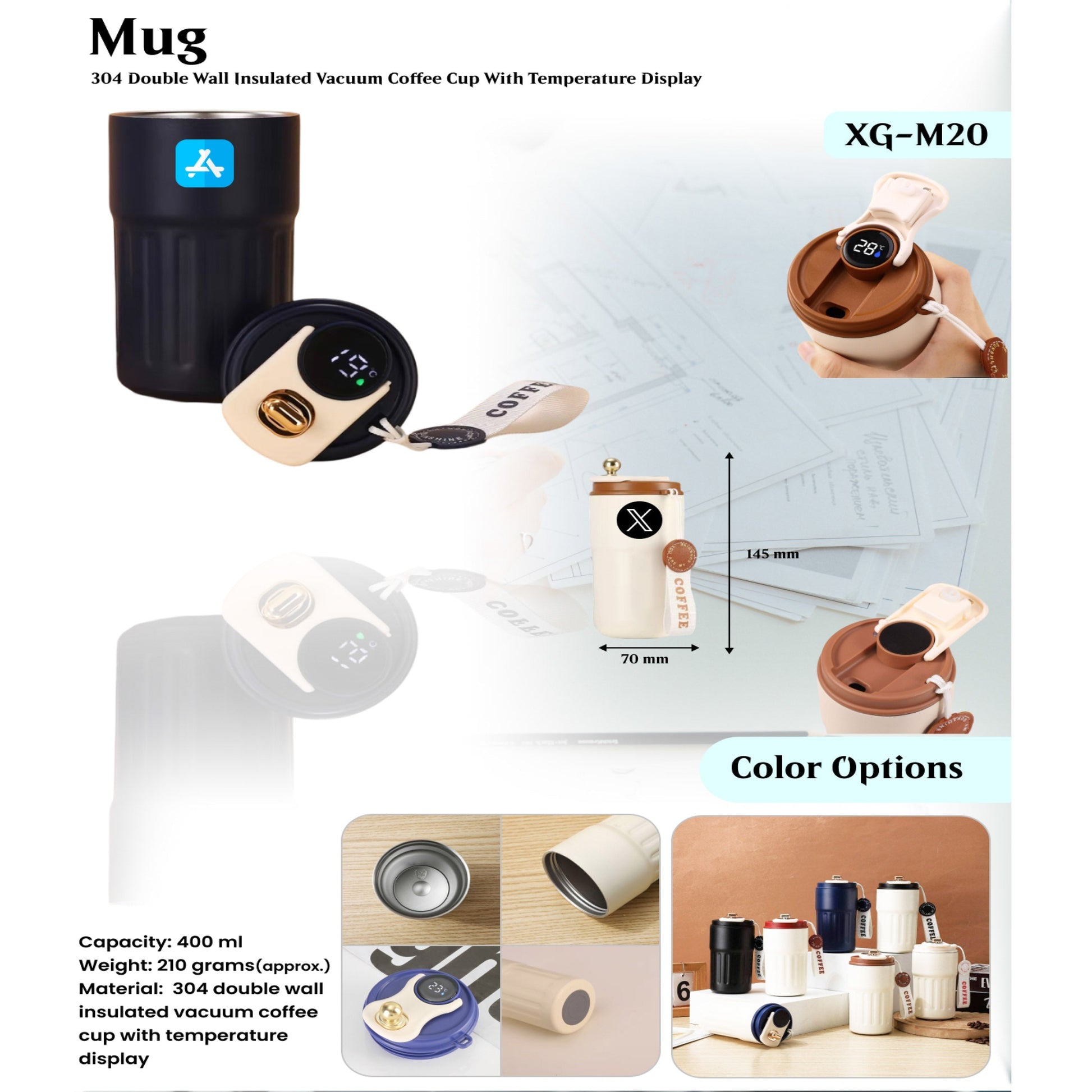 304 double wall insulated vacuum Mug XG - M20 MARSH Corporate gifts