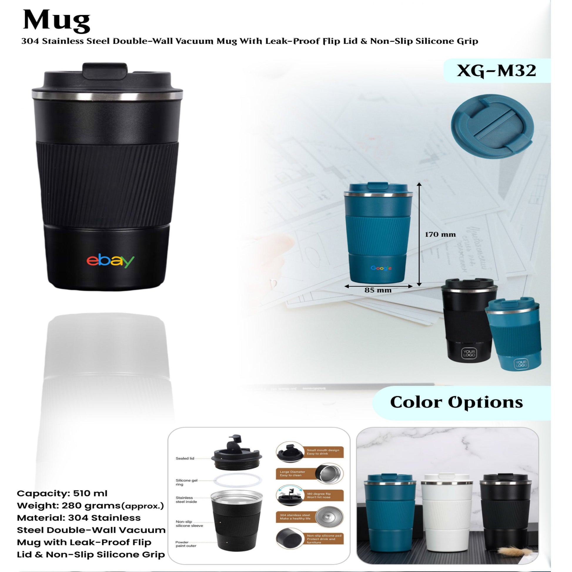 304 Stainless Steel  Double Wall Vacuum  Mug XG - M32 MARSH Corporate gifts