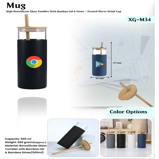 Borosilicate Glass Tumbler with Bamboo Lid  Mug XG - M34 MARSH Corporate gifts